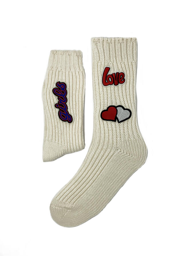 CALZE CORTE DONNA PATCH BIANCO IN CASHMERE | Acquista Online Andrea Mariani Firenze