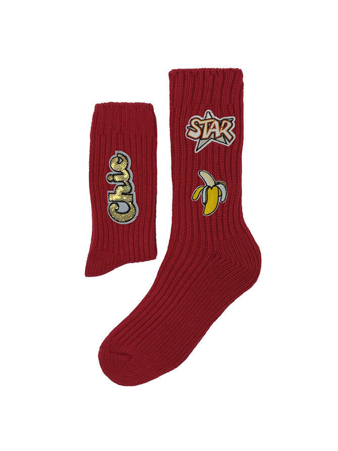 CALZINI CASHMERE PATCH ROSSO CORTI | Acquista Online Andrea Mariani Firenze