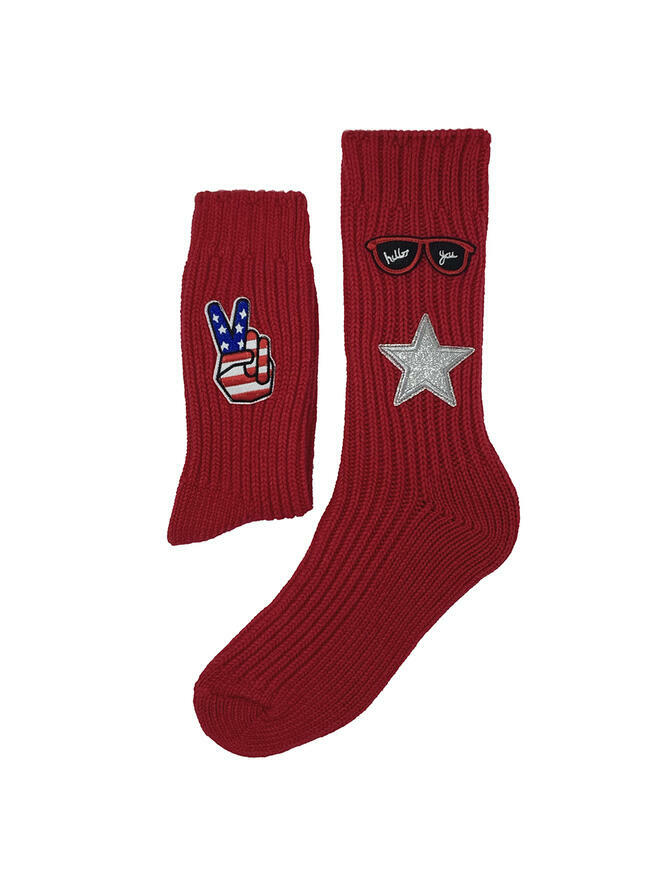 CALZINO IN CASHMERE CORTO PATCH ROSSO | Acquista Online Andrea Mariani Firenze