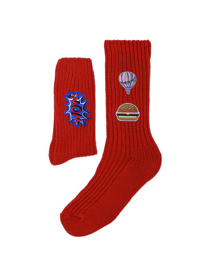 CALZINO IN CASHMERE CORTO PATCH ARANCIONE | Acquista Online Andrea Mariani Firenze